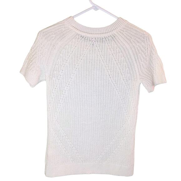 Banana Republic Off White Short Sleeves Sweater Top XS Textured Ivory Cream Knit - Picture 6 of 10